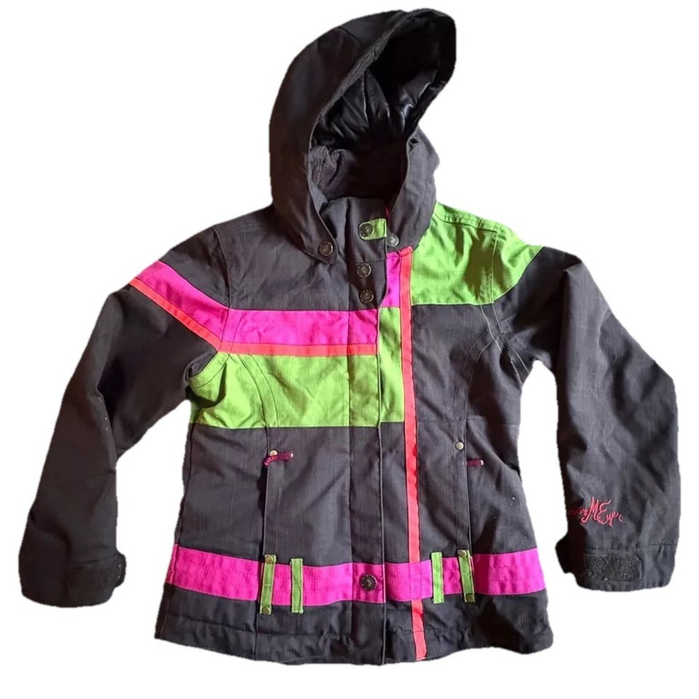 OBERMEYER Girls Bella‎ Retro Color Block Ski Jacket Winter Coat Neon JUNIORS 10